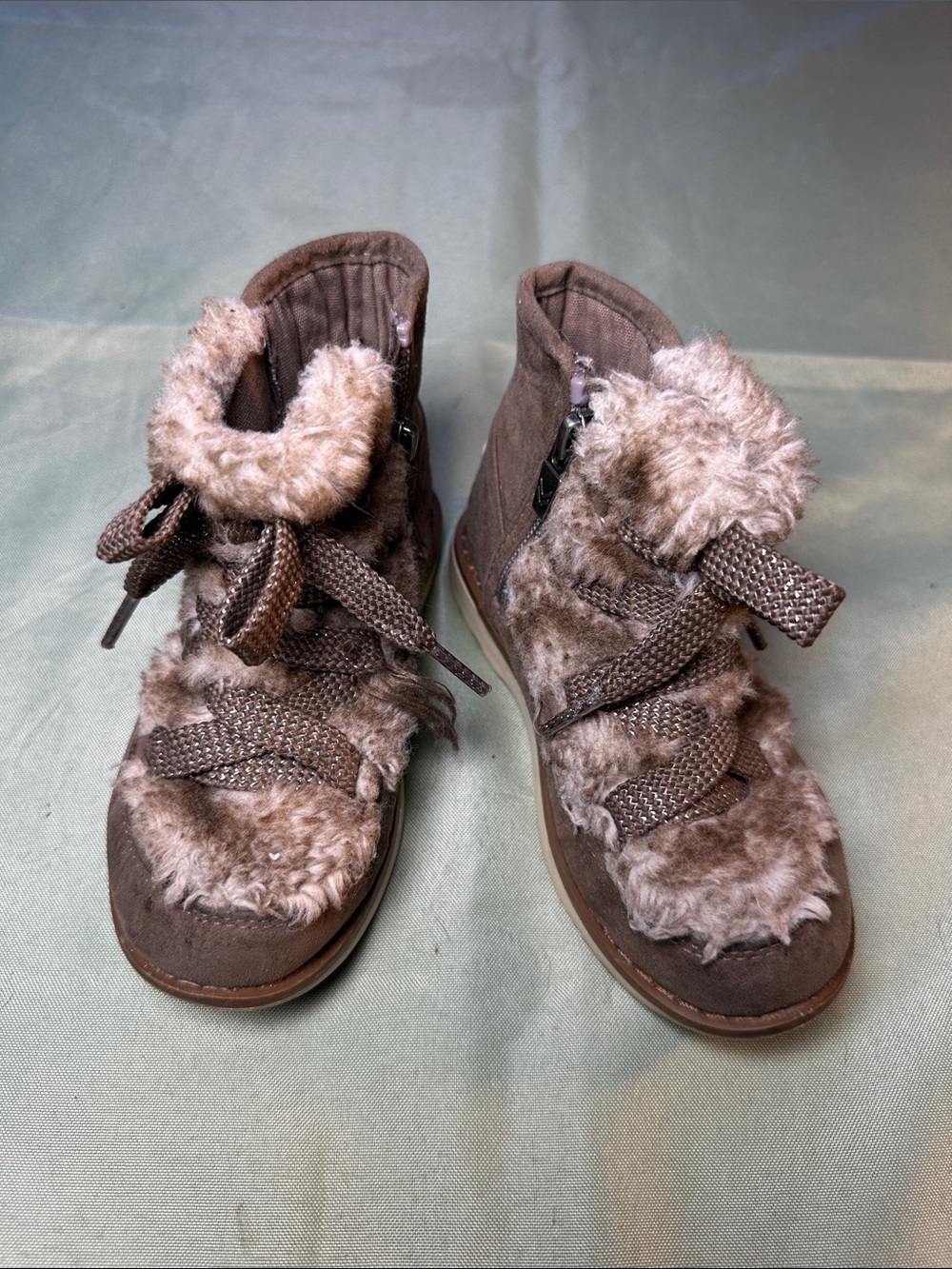 Dr. Scholl's Brown Faux-Fur Lace-Up Kids Ankle Boots